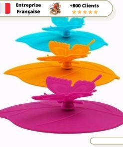 Couvercle Silicone pour Tasse Feuille de Papillon