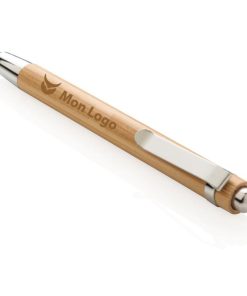 Alternative view of Stylo stylet en bambou publicitaire
