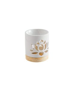 Alternative view of Brûle parfum blanc en céramique laquée – H10,5 cm – Nénuphar