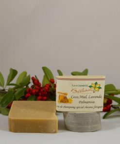 Shampoing solide ou carré de shampoing coco miel palmarosa environ 140 g