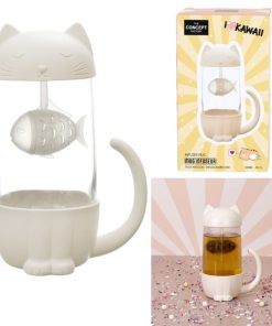 MUG FORME CHAT 30 CL + INFUSEUR POISSON