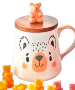 Mug “Bebo” blanc en grès avec couvercle en bois – Cha Cult® – 300 ml